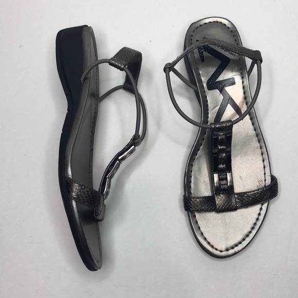 Anne Klein Shoes - Anne Klein silver and black strappy sandals